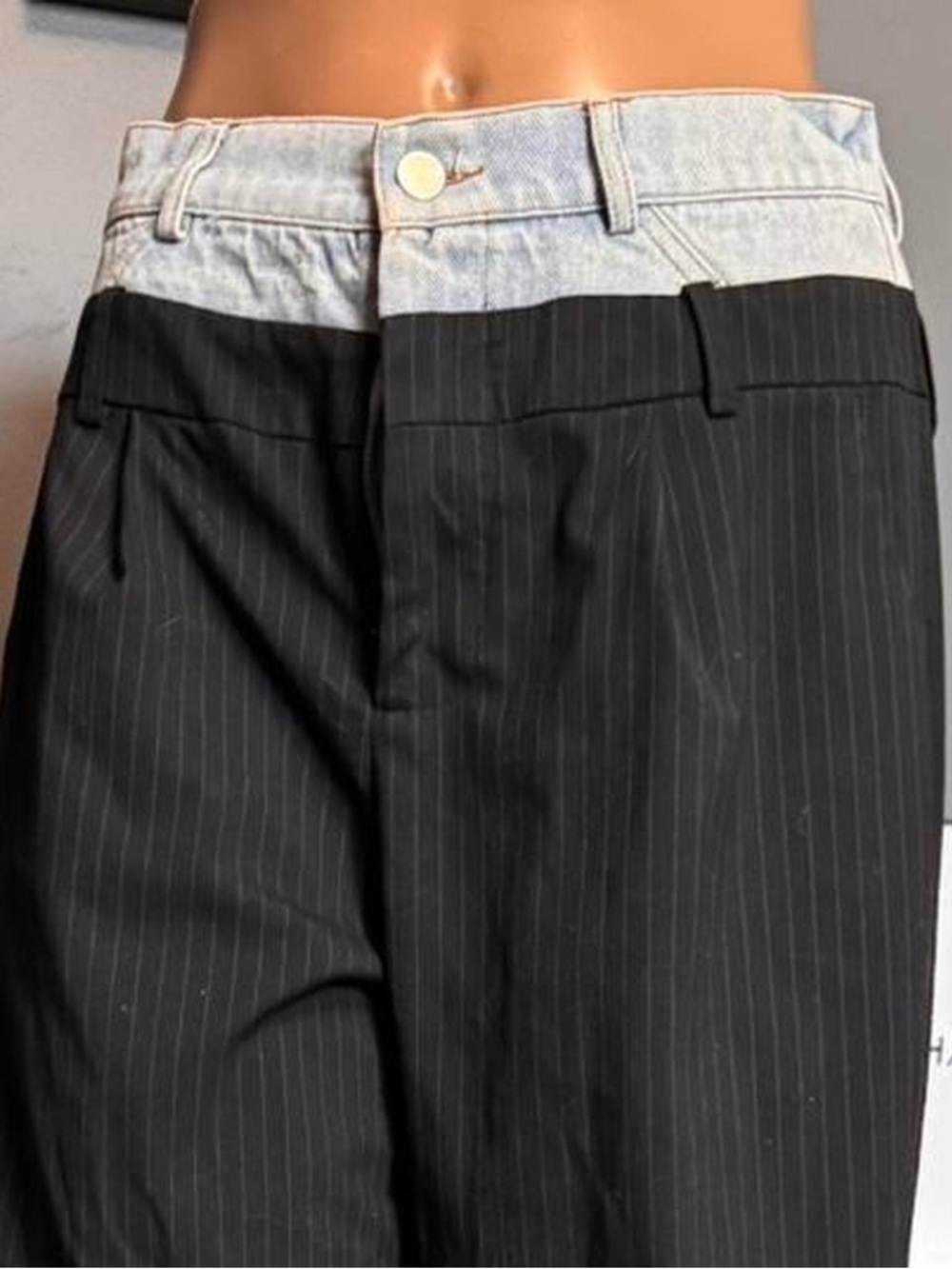 Mimosa Layered Denim / Pinstripe Dress Pants - Picture 2 of 7